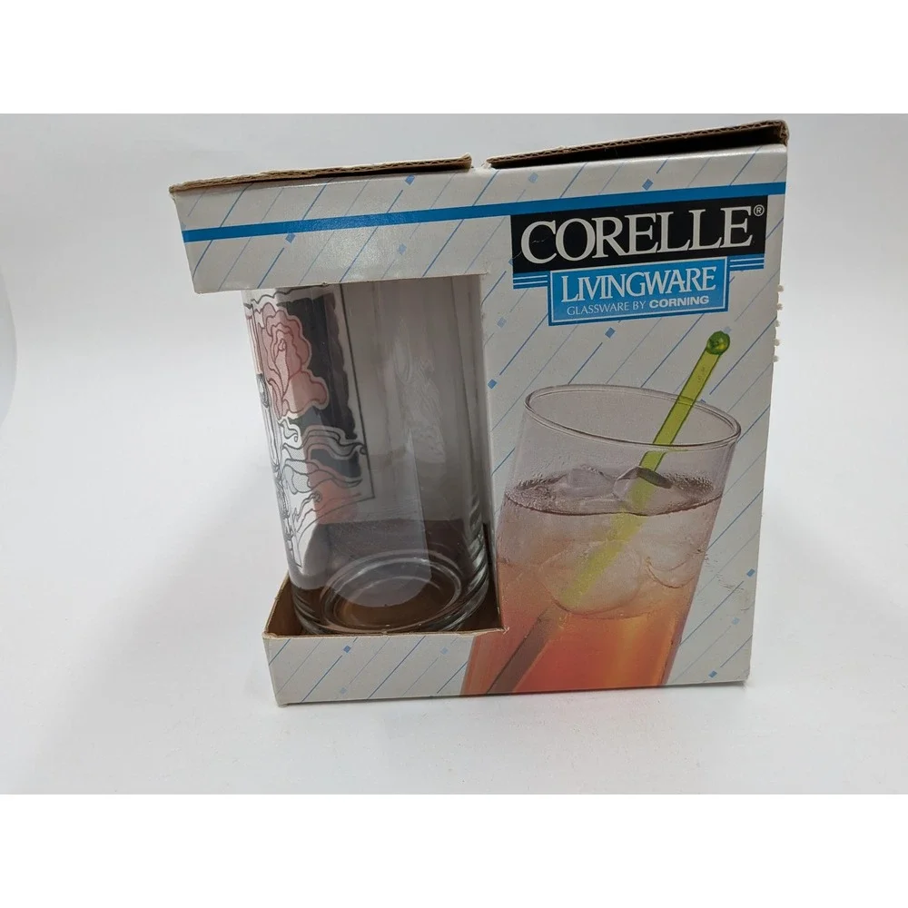 Corelle Livingware Rose Duo Glassware by Corning 8 Piece Beverage Set Vintage